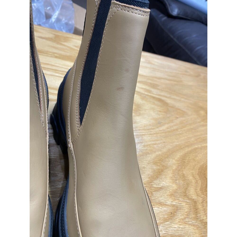 Sorel Brex Chelsea Boots Women 9 Beige Leather Pull On Waterproof LL6060-253 S49 - Picture 3 of 9